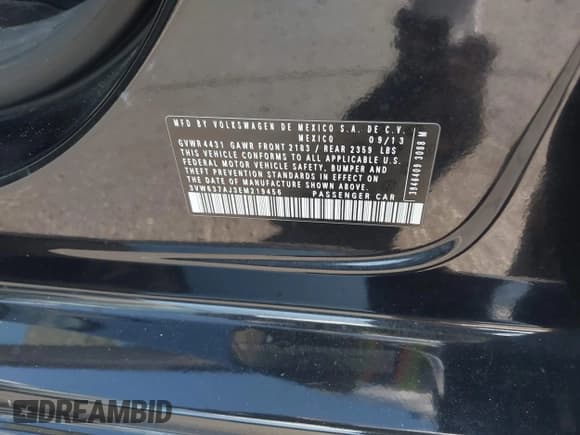 ✅ 2014 Volkswagen Jetta Hybrid • VIN: 3VW637AJ3EM219456 • Lot: 43745704. Listed on IAAI with 105,295 mi. Free auction sales archive from the USA and detailed vehicle history report at DreamBid. Image 9.