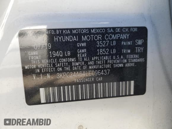 ✅ 2020 Hyundai Accent SE • VIN: 3KPC24A64LE096437 • Лот: 81337564. Опубликован ранее на Copart с пробегом 52 675 миль. Бесплатный доступ к архиву аукционных продаж из США и подробный отчёт об истории автомобиля на DreamBid. Изображение 14.