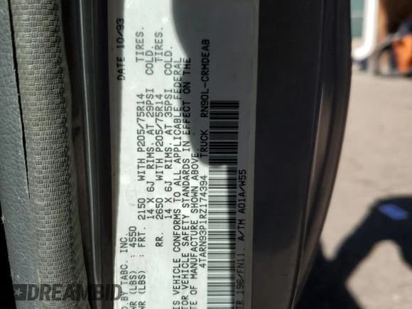 ✅ 1994 Toyota Pickup • VIN: 4TARN93P1RZ174394 • Lot: 69701805. Listed on Copart with 212,768 mi. Free auction sales archive from the USA and detailed vehicle history report at DreamBid. Image 12.