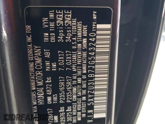 2018 Hyundai Santa Fe 2.4L z VIN 5XYZU3LB7JG543240, wystawiony jako Copart lot #89693095 z przebiegiem 121 636 mil mil oraz Czysty tytuł • Clean title. Historia ofert i sprzedaży dostępna na DreamBid. Obrazek 13.