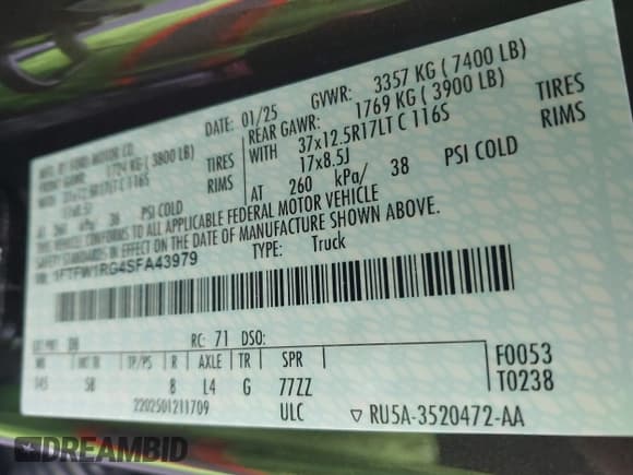 ✅ 2025 Ford F-150 Raptor • VIN: 1FTFW1RG4SFA43979 • Lot: 43704355. Wystawiony na IAAI z przebiegiem 9 066 mil. Bezpłatny archiwum sprzedaży aukcyjnych z USA i szczegółowy raport historii pojazdu na DreamBid. Zdjęcie 9.