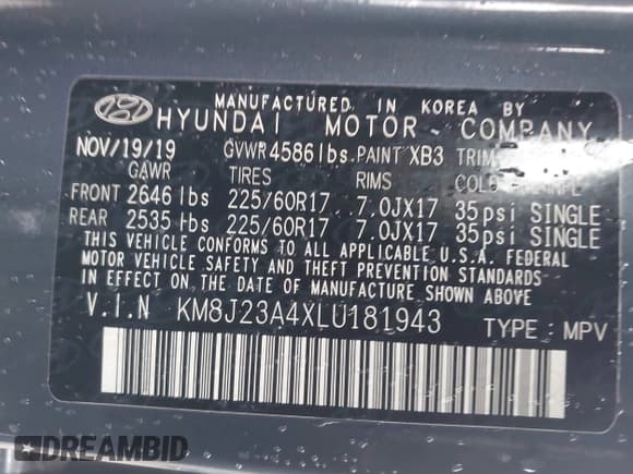 ✅ 2020 Hyundai Tucson SE • VIN: KM8J23A4XLU181943 • Лот: 43599125. Опубликован ранее на IAAI с пробегом 40 412 миль. Бесплатный доступ к архиву аукционных продаж из США и подробный отчёт об истории автомобиля на DreamBid. Изображение 9.