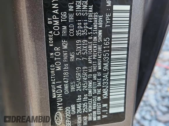 ✅ 2021 Hyundai Tucson Limited • VIN: KM8J33AL9MU351165 • Лот: 89682165. Опубликован ранее на Copart с пробегом 26 070 миль. Бесплатный доступ к архиву аукционных продаж из США и подробный отчёт об истории автомобиля на DreamBid. Изображение 14.