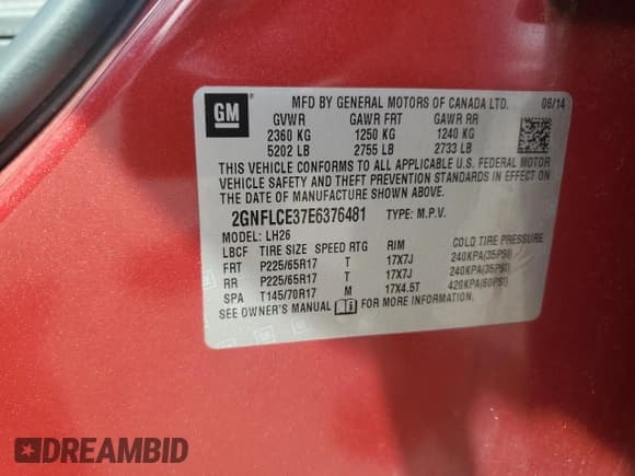 ✅ 2014 Chevrolet Equinox LT • VIN: 2GNFLCE37E6376481 • Лот: 71603674. Опубликован ранее на Copart с пробегом 75 591 миль. Бесплатный доступ к архиву аукционных продаж из США и подробный отчёт об истории автомобиля на DreamBid. Изображение 13.