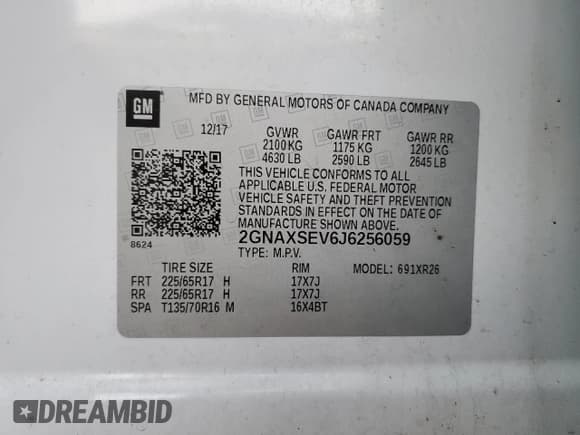✅ 2018 Chevrolet Equinox LT • VIN: 2GNAXSEV6J6256059 • Lot: 91813995. Wystawiony na Copart z przebiegiem 96 132 mil. Bezpłatny archiwum sprzedaży aukcyjnych z USA i szczegółowy raport historii pojazdu na DreamBid. Zdjęcie 13.