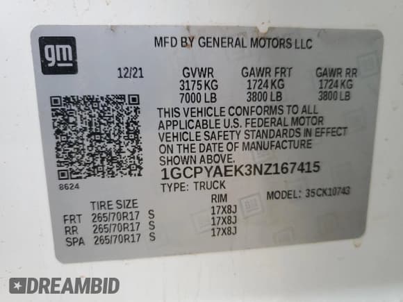 ✅ 2022 Chevrolet Silverado 1500 • VIN: 1GCPYAEK3NZ167415 • Лот: 85258504. Опубликован ранее на Copart с пробегом 49 540 миль. Бесплатный доступ к архиву аукционных продаж из США и подробный отчёт об истории автомобиля на DreamBid. Изображение 13.