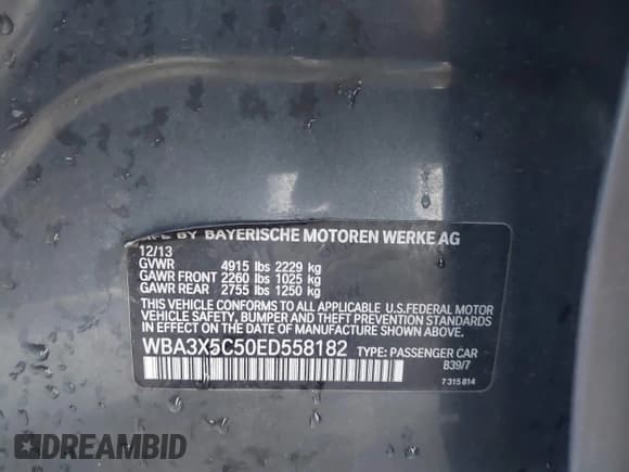 ✅ 2014 BMW 3 Series 328i Gran Turismo xDrive • VIN: WBA3X5C50ED558182 • Лот: 43587229. Опубликован ранее на IAAI с пробегом 190 289 миль. Бесплатный доступ к архиву аукционных продаж из США и подробный отчёт об истории автомобиля на DreamBid. Изображение 9.