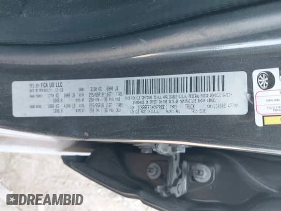 2019 Ram 1500 Big Horn z VIN 1C6RRFFGXKN709911, wystawiony jako IAAI lot #40337177 z przebiegiem 124 338 mil mil oraz . Historia ofert i sprzedaży dostępna na DreamBid. Obrazek 9.