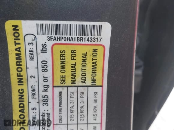 ✅ 2011 Ford Fusion SE • VIN: 3FAHP0HA1BR143317 • Лот: 43641601. Опубликован ранее на IAAI с пробегом 203 403 миль. Бесплатный доступ к архиву аукционных продаж из США и подробный отчёт об истории автомобиля на DreamBid. Изображение 9.