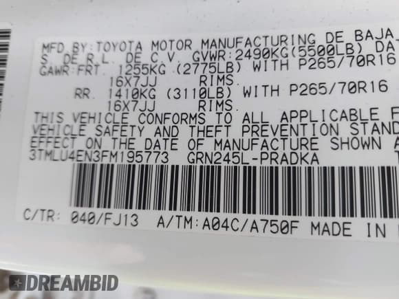 ✅ 2015 Toyota Tacoma • VIN: 3TMLU4EN3FM195773 • Lot: 43779441. Wystawiony na IAAI z przebiegiem 115 119 mil. Bezpłatny archiwum sprzedaży aukcyjnych z USA i szczegółowy raport historii pojazdu na DreamBid. Zdjęcie 9.