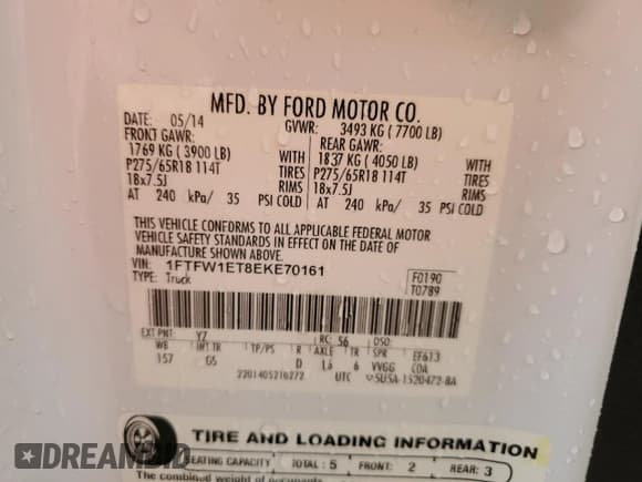 ✅ 2014 Ford F-150 XLT • VIN: 1FTFW1ET8EKE70161 • Lot: 89481015. Listed on Copart with 207,179 mi. Free auction sales archive from the USA and detailed vehicle history report at DreamBid. Image 12.