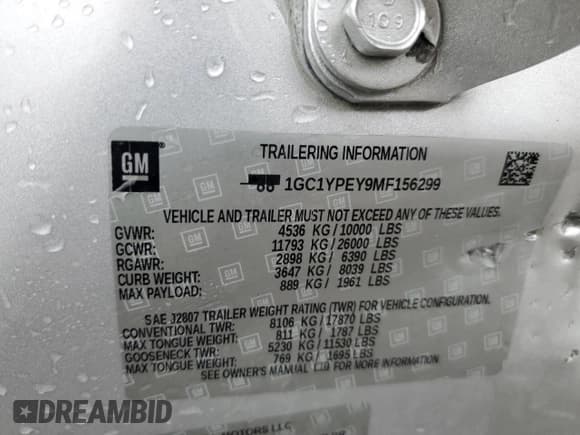 ✅ 2021 Chevrolet Silverado 2500HD LTZ • VIN: 1GC1YPEY9MF156299 • Lot: 66704395. Listed on Copart with Not provided. Free auction sales archive from the USA and detailed vehicle history report at DreamBid. Image 13.