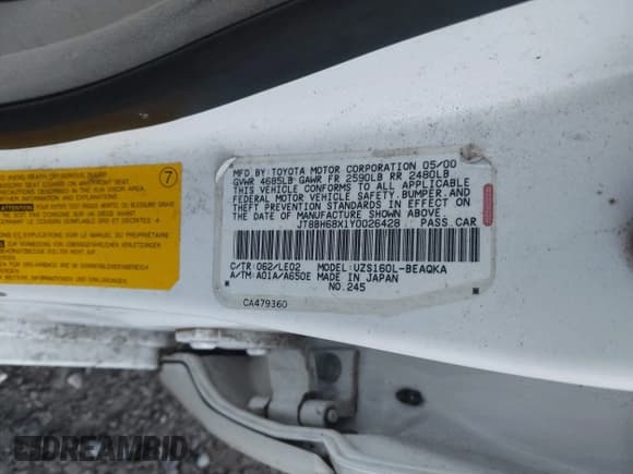 ✅ 2000 Lexus GS 400 • VIN: JT8BH68X1Y0026428 • Лот: 43368769. Опубликован ранее на IAAI с пробегом Не указан. Бесплатный доступ к архиву аукционных продаж из США и подробный отчёт об истории автомобиля на DreamBid. Изображение 9.