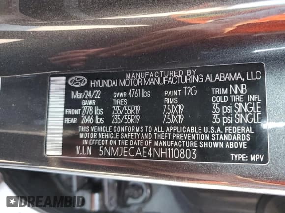 ✅ 2022 Hyundai Tucson Limited • VIN: 5NMJECAE4NH110803 • Lot: 60420312. Wystawiony na Copart z przebiegiem 22 700 mil. Bezpłatny archiwum sprzedaży aukcyjnych z USA i szczegółowy raport historii pojazdu na DreamBid. Zdjęcie 10.