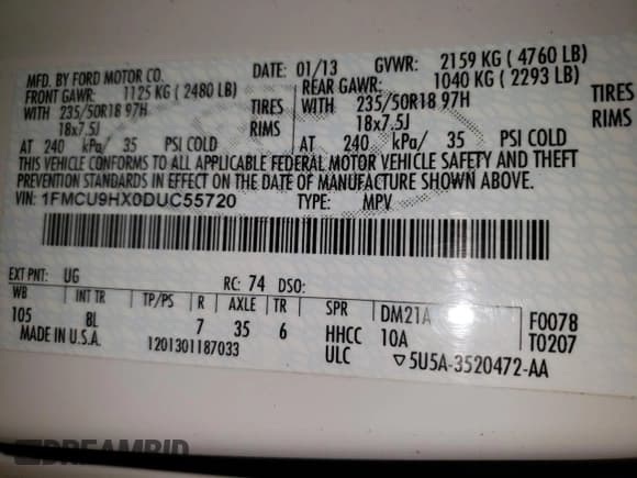 ✅ 2013 Ford Escape SEL • VIN: 1FMCU9HX0DUC55720 • Лот: 58242175. Опубликован ранее на Copart с пробегом 139 670 миль. Бесплатный доступ к архиву аукционных продаж из США и подробный отчёт об истории автомобиля на DreamBid. Изображение 13.