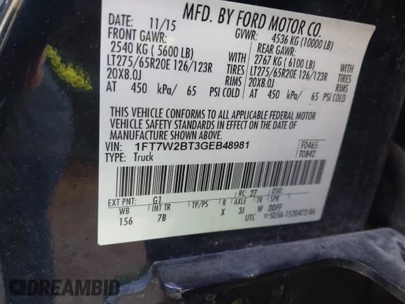 ✅ 2016 Ford F-250 Lariat • VIN: 1FT7W2BT3GEB48981 • Lot: 43638645. Listed on IAAI with 147,090 mi. Free auction sales archive from the USA and detailed vehicle history report at DreamBid. Image 9.