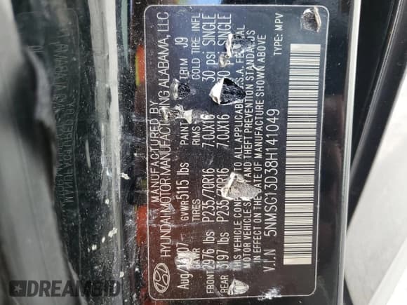 ✅ 2008 Hyundai Santa Fe GLS • VIN: 5NMSG13D38H141049 • Lot: 81953264. Listed on Copart with 204,311 mi. Free auction sales archive from the USA and detailed vehicle history report at DreamBid. Image 13.