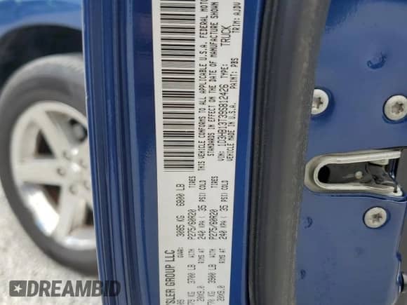 2009 Dodge 1500 Laramie с VIN 1D3HB13T39S812426, выставлен на аукционе Copart как лот 59474725 с пробегом 109 850 миль миль и Списание • Salvage title. История ставок и продаж доступна на DreamBid. Изображение 12.