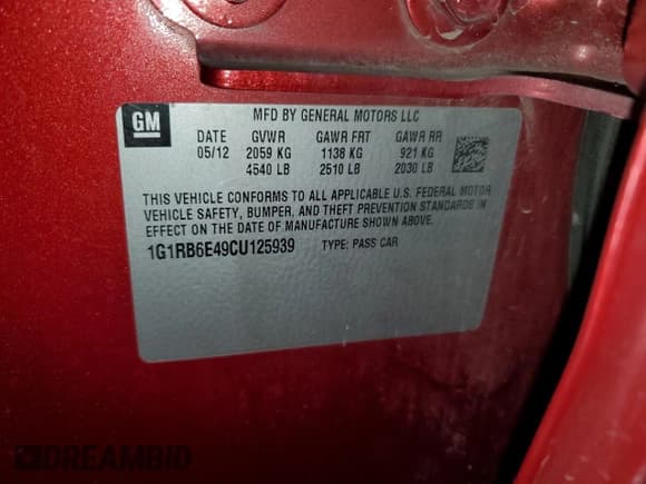 ✅ 2012 Chevrolet Volt • VIN: 1G1RB6E49CU125939 • Lot: 68687304. Wystawiony na Copart z przebiegiem 164 191 mil. Bezpłatny archiwum sprzedaży aukcyjnych z USA i szczegółowy raport historii pojazdu na DreamBid. Zdjęcie 13.