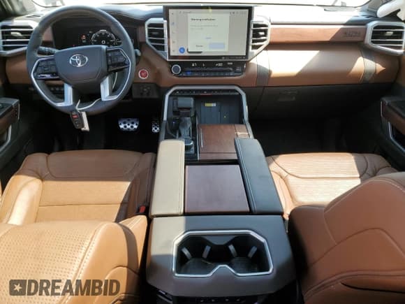 ✅ 2024 Toyota Tundra 1794 Edition • VIN: 5TFMA5DB7RX201356 • Lot: 81678665. Listed on Copart with 27,182 mi. Free auction sales archive from the USA and detailed vehicle history report at DreamBid. Image 8.