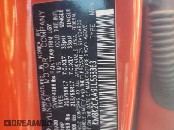 ✅ 2020 Hyundai Kona SEL • VIN: KM8K2CAA9LU553363 • Lot: 70786305. Wystawiony na Copart z przebiegiem 44 840 mil. Bezpłatny archiwum sprzedaży aukcyjnych z USA i szczegółowy raport historii pojazdu na DreamBid. Zdjęcie 12.