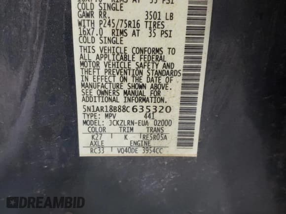 ✅ 2008 Nissan Pathfinder S • VIN: 5N1AR18B88C635320 • Lot: 44926655. Wystawiony na Copart z przebiegiem 170 697 mil. Bezpłatny archiwum sprzedaży aukcyjnych z USA i szczegółowy raport historii pojazdu na DreamBid. Zdjęcie 15.