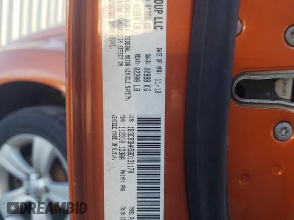 ✅ 2011 Dodge Caliber Mainstreet • VIN: 1B3CB3HA5BD131170 • Лот: 79625954. Опубликован ранее на Copart с пробегом 135 690 миль. Бесплатный доступ к архиву аукционных продаж из США и подробный отчёт об истории автомобиля на DreamBid. Изображение 13.