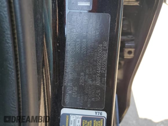 ✅ 2016 Kia Forte LX • VIN: KNAFK4A69G5595004 • Lot: 68432255. Listed on Copart with 215,813 mi. Free auction sales archive from the USA and detailed vehicle history report at DreamBid. Image 12.