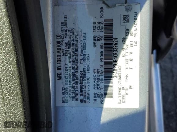 ✅ 2012 Ford Fusion SEL • VIN: 3FAHP0JG4CR339624 • Lot: 80106535. Listed on Copart with 138,439 mi. Free auction sales archive from the USA and detailed vehicle history report at DreamBid. Image 14.