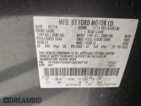 ✅ 2015 Ford Explorer XLT • VIN: 1FM5K7D80FGA38719 • Лот: 42271436. Опубликован ранее на IAAI с пробегом 187 197 миль. Бесплатный доступ к архиву аукционных продаж из США и подробный отчёт об истории автомобиля на DreamBid. Изображение 9.