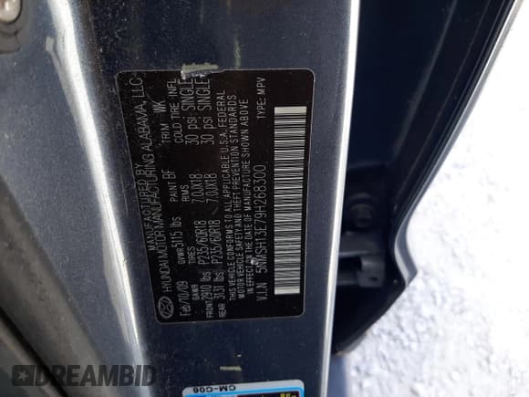 ✅ 2009 Hyundai Santa Fe Limited • VIN: 5NMSH13E79H268300 • Lot: 72441444. Listed on Copart with 153,325 mi. Free auction sales archive from the USA and detailed vehicle history report at DreamBid. Image 13.