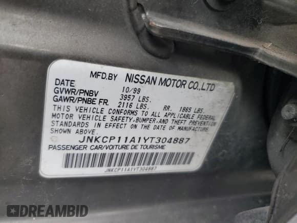 ✅ 2000 Infiniti G20 Luxury • VIN: JNKCP11A1YT304887 • Lot: 74562724. Listed on Copart with 202,140 mi. Free auction sales archive from the USA and detailed vehicle history report at DreamBid. Image 12.