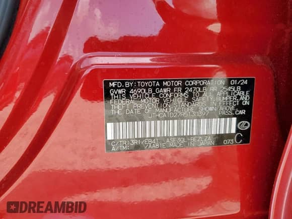 2024 Lexus IS 300 z VIN JTHCA1D27R5130397, wystawiony jako Copart lot #63527575 z przebiegiem 6 807 mil mil oraz Szkoda całkowita • Salvage title. Historia ofert i sprzedaży dostępna na DreamBid. Obrazek 12.