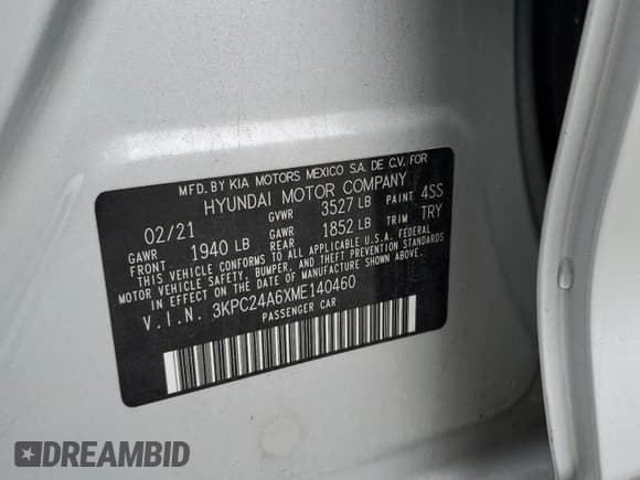 ✅ 2021 Hyundai Accent SE • VIN: 3KPC24A6XME140460 • Лот: 84760214. Опубликован ранее на Copart с пробегом 69 750 миль. Бесплатный доступ к архиву аукционных продаж из США и подробный отчёт об истории автомобиля на DreamBid. Изображение 13.