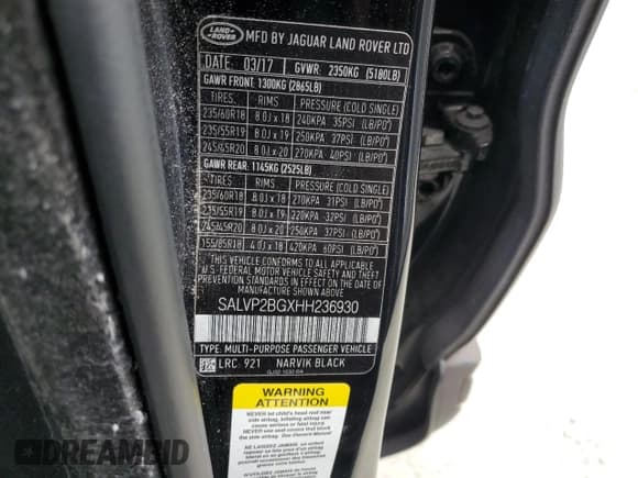 ✅ 2017 Land Rover Range Rover Evoque SE • VIN: SALVP2BGXHH236930 • Lot: 72071735. Wystawiony na Copart z przebiegiem 91 266 mil. Bezpłatny archiwum sprzedaży aukcyjnych z USA i szczegółowy raport historii pojazdu na DreamBid. Zdjęcie 13.