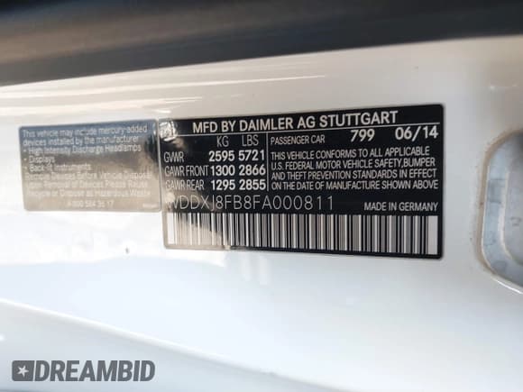 ✅ 2015 Mercedes-Benz S 550 • VIN: WDDXJ8FB8FA000811 • Lot: 41342939. Listed on IAAI with 93,838 mi. Free auction sales archive from the USA and detailed vehicle history report at DreamBid. Image 9.