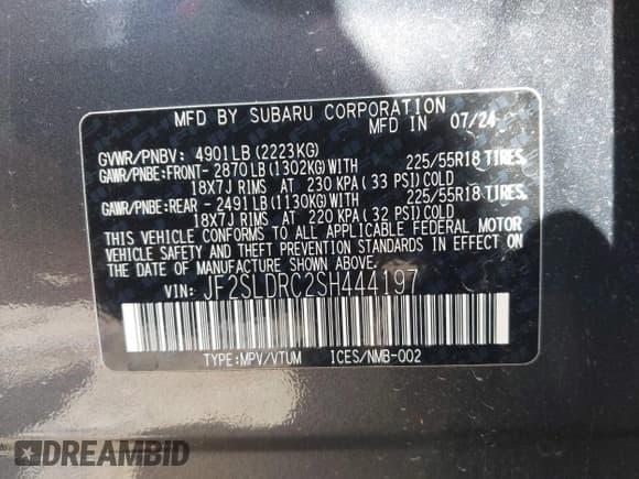 ✅ 2025 Subaru Forester Limited • VIN: JF2SLDRC2SH444197 • Lot: 43576217. Listed on IAAI with 8,528 mi. Free auction sales archive from the USA and detailed vehicle history report at DreamBid. Image 9.