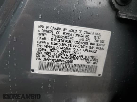 ✅ 2008 Acura MDX Sport • VIN: 2HNYD28558H522868 • Lot: 49051125. Wystawiony na Copart z przebiegiem 223 655 mil. Bezpłatny archiwum sprzedaży aukcyjnych z USA i szczegółowy raport historii pojazdu na DreamBid. Zdjęcie 13.