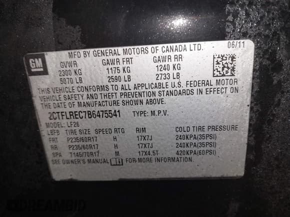 ✅ 2011 GMC Terrain SLE-1 • VIN: 2CTFLREC7B6475541 • Lot: 41368425. Listed on IAAI with 92,955 mi. Free auction sales archive from the USA and detailed vehicle history report at DreamBid. Image 9.