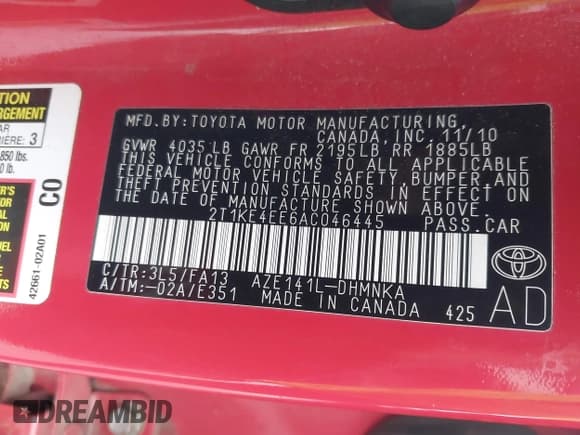 ✅ 2010 Toyota Matrix S • VIN: 2T1KE4EE6AC046445 • Лот: 43758028. Опубликован ранее на IAAI с пробегом 138 250 миль. Бесплатный доступ к архиву аукционных продаж из США и подробный отчёт об истории автомобиля на DreamBid. Изображение 9.