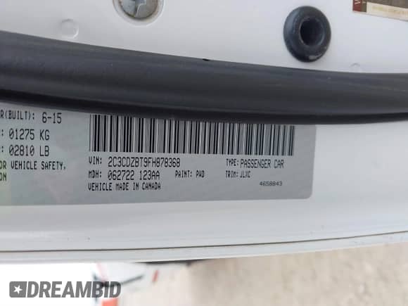 2015 Dodge Challenger R/T Plus with VIN 2C3CDZBT9FH878368, listed as a IAAI auction lot 41440807 with 85,497 mi miles and . Bid and sale history available at DreamBid. Image 9.