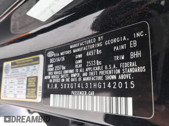 ✅ 2017 Kia Optima LX • VIN: 5XXGT4L31HG142015 • Лот: 43747397. Опубликован ранее на IAAI с пробегом 150 923 миль. Бесплатный доступ к архиву аукционных продаж из США и подробный отчёт об истории автомобиля на DreamBid. Изображение 9.