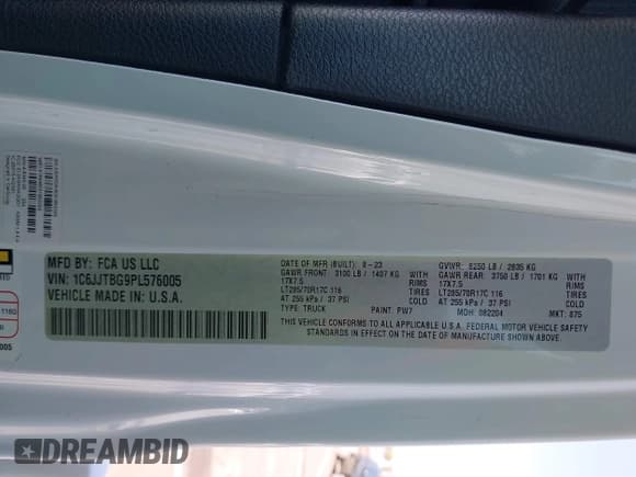 ✅ 2023 Jeep Gladiator Rubicon • VIN: 1C6JJTBG9PL576005 • Лот: 42961300. Опубликован ранее на IAAI с пробегом 11 124 миль. Бесплатный доступ к архиву аукционных продаж из США и подробный отчёт об истории автомобиля на DreamBid. Изображение 9.