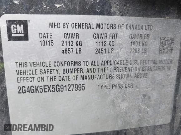 ✅ 2016 Buick Regal • VIN: 2G4GK5EX5G9127995 • Lot: 43376938. Wystawiony na IAAI z przebiegiem 106 135 mil. Bezpłatny archiwum sprzedaży aukcyjnych z USA i szczegółowy raport historii pojazdu na DreamBid. Zdjęcie 9.