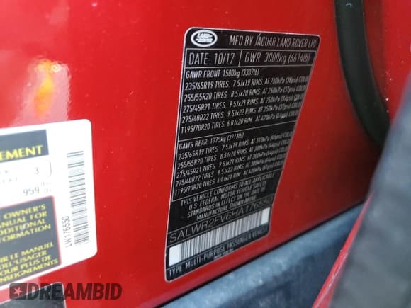 ✅ 2017 Land Rover Range Rover Sport HSE • VIN: SALWR2FV6HA176550 • Лот: 89626235. Опубликован ранее на Copart с пробегом 138 085 миль. Бесплатный доступ к архиву аукционных продаж из США и подробный отчёт об истории автомобиля на DreamBid. Изображение 13.