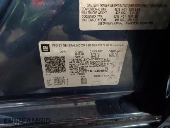 ✅ 2020 Chevrolet Silverado 1500 RST • VIN: 3GCUYEET1LG454543 • Lot: 84504434. Listed on Copart with 109,081 mi. Free auction sales archive from the USA and detailed vehicle history report at DreamBid. Image 12.