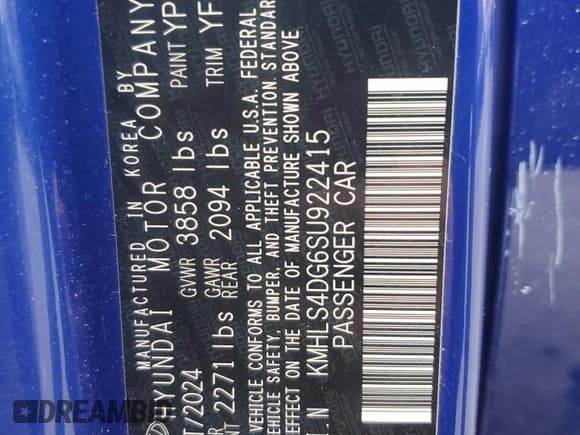 ✅ 2025 Hyundai Elantra SEL Convenience • VIN: KMHLS4DG6SU922415 • Lot: 85209625. Listed on Copart with 15,418 mi. Free auction sales archive from the USA and detailed vehicle history report at DreamBid. Image 13.