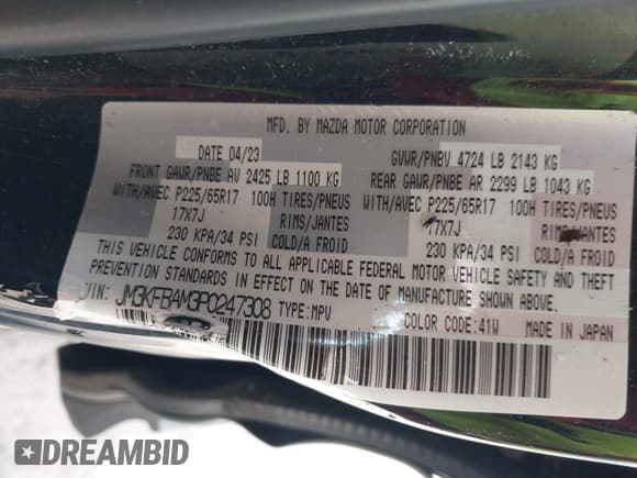 ✅ 2023 Mazda CX-5 S • VIN: JM3KFBAM3P0247308 • Lot: 40594911. Wystawiony na IAAI z przebiegiem 24 417 mil. Bezpłatny archiwum sprzedaży aukcyjnych z USA i szczegółowy raport historii pojazdu na DreamBid. Zdjęcie 9.