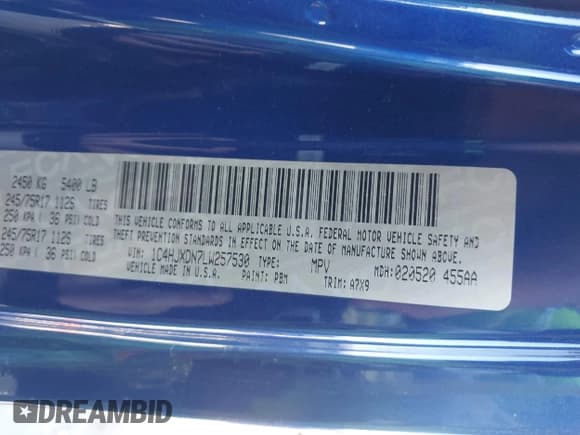 ✅ 2020 Jeep Wrangler Unlimited Sport Altitude • VIN: 1C4HJXDN7LW257530 • Lot: 43564158. Listed on IAAI with Not provided. Free auction sales archive from the USA and detailed vehicle history report at DreamBid. Image 9.