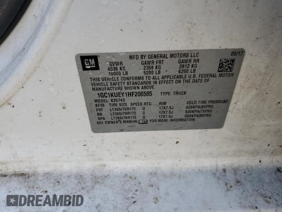 ✅ 2017 Chevrolet Silverado 2500HD Work Truck • VIN: 1GC1KUEY1HF206585 • Lot: 74718824. Wystawiony na Copart z przebiegiem 355 779 mil. Bezpłatny archiwum sprzedaży aukcyjnych z USA i szczegółowy raport historii pojazdu na DreamBid. Zdjęcie 12.
